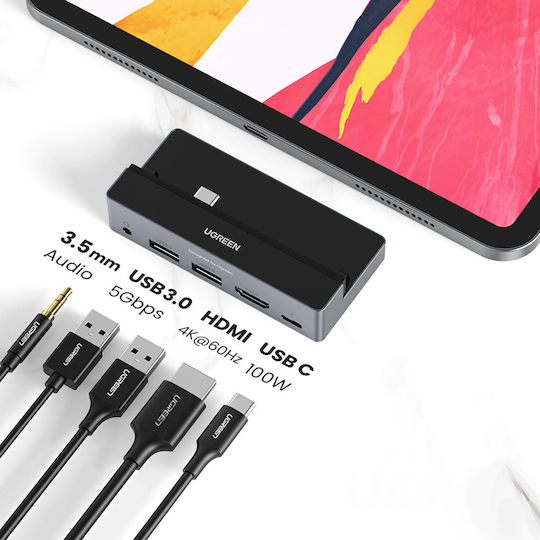 Ugreen USB-C Dockingstation mit HDMI 4K PowerDelivery Grau (70688)