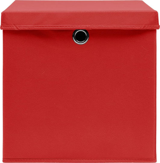 vidaXL Fabric Storage Box with Lid Red 32x32x32cm 4 Pieces
