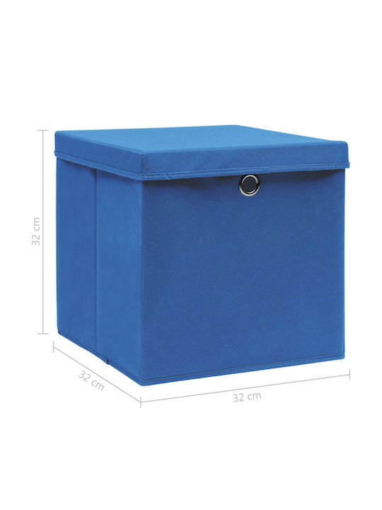 vidaXL Fabric Storage box with Cap Blue 32x32x32cm 10pcs