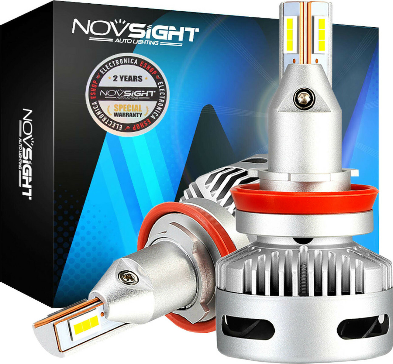 NovSight Λάμπες Αυτοκινήτου H11 LED 6500K Ψυχρό Λευκό 12-24V 90W 2τμχ ...