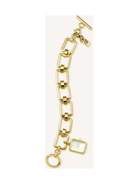 Rosefield The Octagon Charm Γυναικείο Ρολόι 20mm Μπαταρίας με Χρυσό Μεταλλικό Μπρασελέ