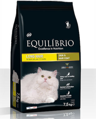 Equilibrio Long Hair Skin & Hair Coat Dry Food for Adult Cats with Poultry 7.5kg