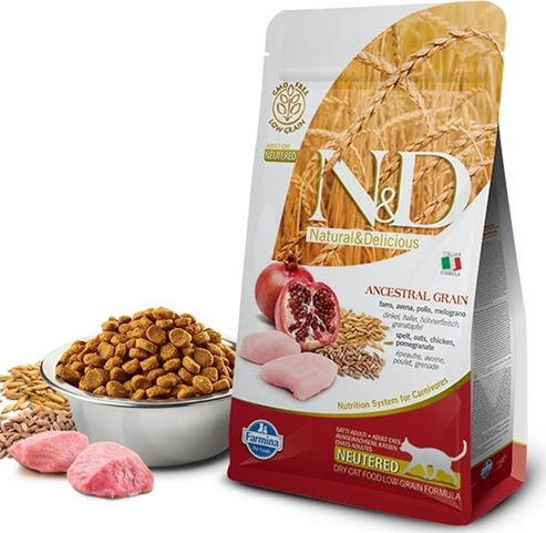 Farmina N&D Ancestral Grain Neutered Dry Food with Few Grains for Adult Sterilized Cats with Chicken / Pomegranate 1.5kg