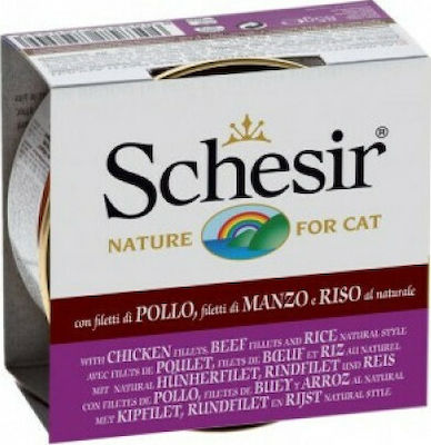 Schesir Nature for Cat Hrana umeda pentru pisici adulte in Poate cu Pui / Vițel / Orez 85gr 1buc 55061103