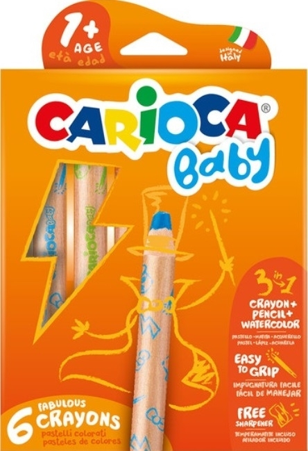 CARIOCA BABY Pastelloni 3 in 1+ Temperino Baby Conf. da 6 Pastelli