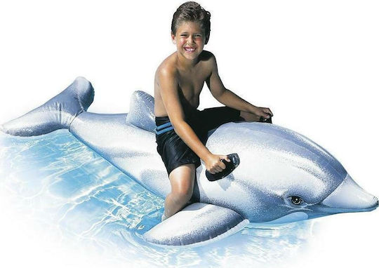 Intex Dolphin Rideon Παιδικό Φουσκωτό Ride On Θαλάσσης με Χειρολαβές Γκρι