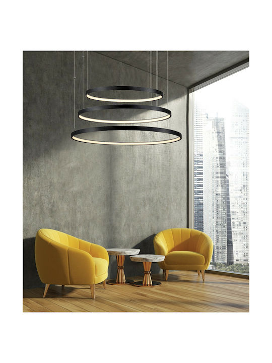 VK Lighting VK/04407PE/B/W/3C Μοντέρνο Κρεμαστό Φωτιστικό με Ενσωματωμένο LED σε Μαύρο Χρώμα