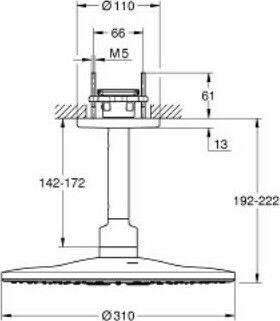 Grohe Rainshower SmartActive 310 Στρογγυλή Κεφαλή Ντουζ 31cm με Βραχίονα 19.2cm Warm Sunset