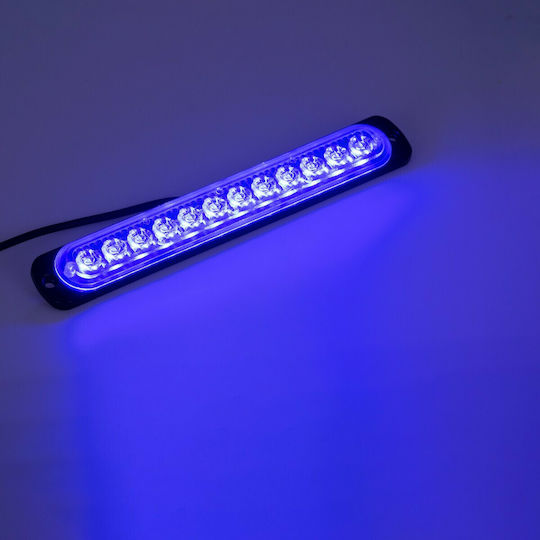 GloboStar Pro Series Μπάρα Σήμανσης 10 Προγραμμάτων Φωτισμού Strobe SMD 3030 LED 12/24V - Μπλε