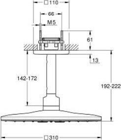 Grohe Rainshower Smartactive 310 Τετράγωνη Κεφαλή Ντουζ 31x31cm με Βραχίονα 19.2cm Brushed Warm Sunset