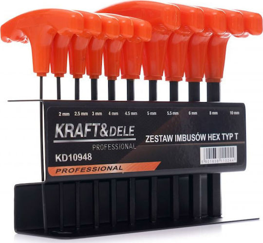 Kraft & Dele Set 10 Inbusschlüssel in T-förmiger Form