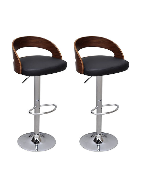 Stool Bar with Back & Adjustable Height Coffee 2pcs 45.5x46.5x84cm