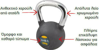 Amila Kettlebell Gummi 4kg Schwarz