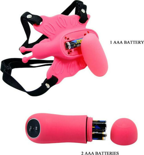 Baile Ultra Passionate Butterfly Harness With Remote Control Vibrator für Paare mit Fernbedienung 11cm Rosa