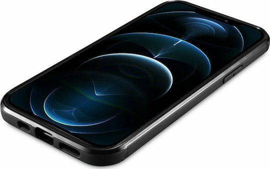 iCarer Oil Wax Umschlag Rückseite Leder Schwarz (iPhone 12 Pro Max)