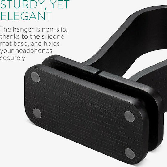 Navaris Omega Desktop Headphone Stand Black Oak