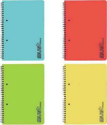 Must Spiral Notebook Ruled B5 90 Sheets 3 Subjects Craft 1pcs (Μiscellaneous colours)