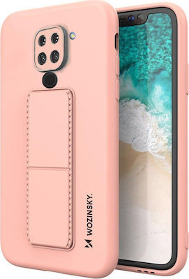 Wozinsky Kickstand Flexible Silicone Back Cover Pink (Redmi Note 9)