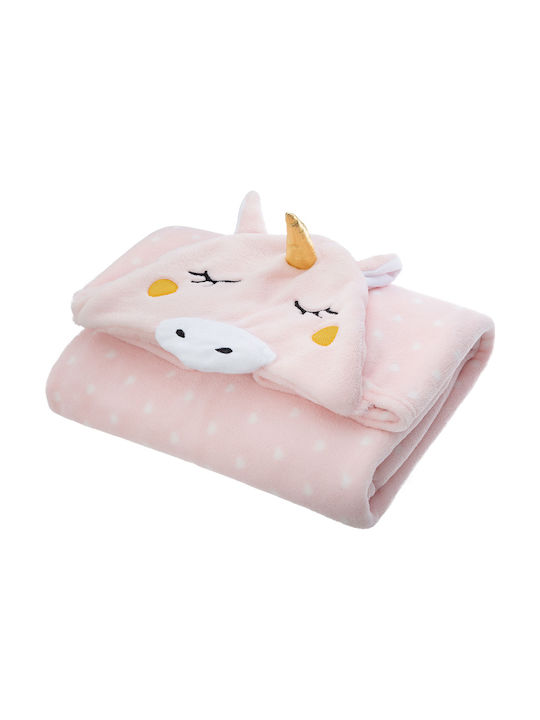 Κουβέρτα Fleece Unicorn Ροζ 107x137εκ.