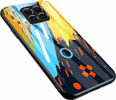 Hurtel Color Glass Pattern 1 Coperta din spate Sticlă călită Blue/Yellow/Orange (Redmi Note 9S / 9 Pro / 9 Pro Max - Redmi Note 9S / 9 Pro / 9 Pro Max)