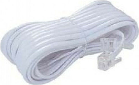 Comp Flat Τηλεφωνικό Καλώδιο RJ11 6P4C 5m Λευκό (01.074.0023)