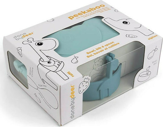 Done by Deer Feeding Set Deer Friends Colour Mix made of Silicone with Non-Slip Base Blue 3pcs