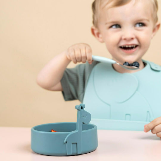 Done by Deer Feeding Set Deer Friends Colour Mix made of Silicone with Non-Slip Base Blue 3pcs