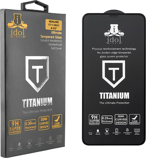 Idol 1991 Titanium 0.25мм Пълно лепило Закалено стъкло за цялото лице (Realme C11 2021) 8298394