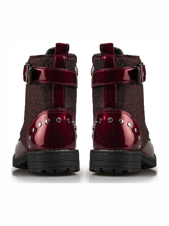 Anatomical Leather Kids Boots with Zipper Burgundy