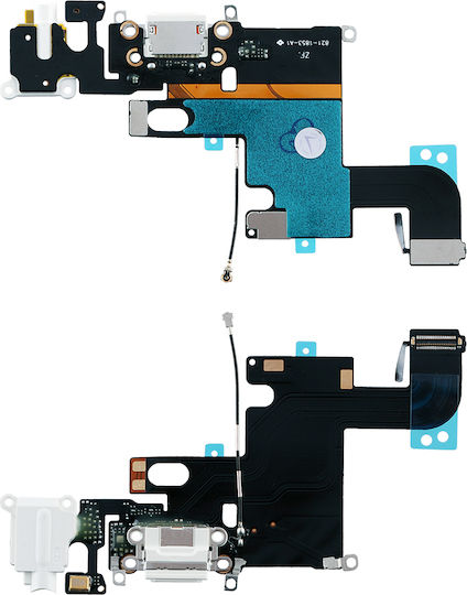 Καλωδιοταινία Πλακέ με Θύρα Φόρτισης & Θύρα Hands Free & Μικρόφωνο Λευκό (iPhone 6)