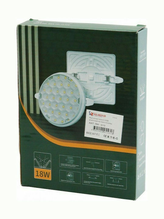 Кръгла Вграден LED Панел 18W