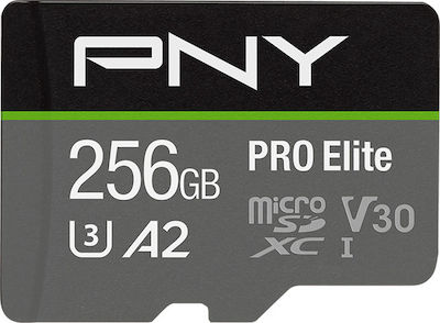 PNY PRO Elite microSDXC 256GB Klasse 10 U3 V30 A2 UHS-I mit Adapter