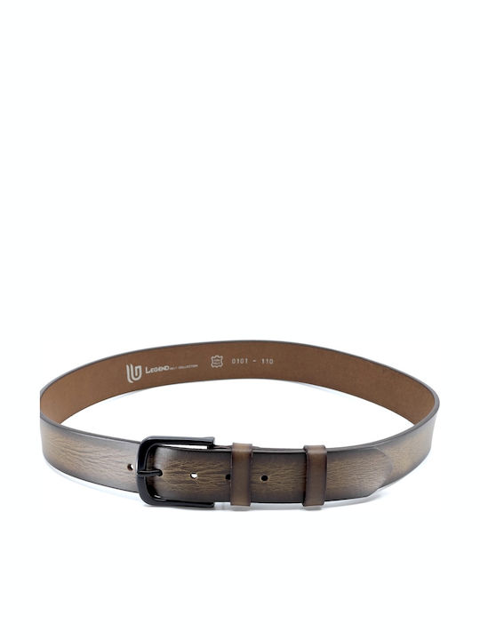 Wide Men's Belt Leather Brown L-101-A COFFEE