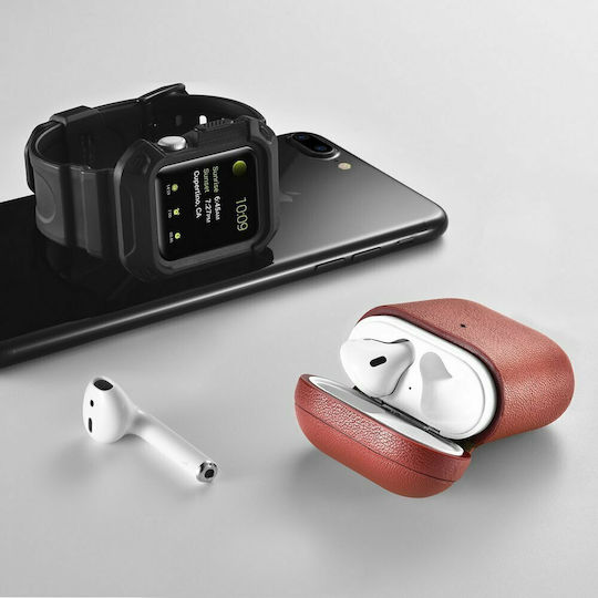 iCarer Nappa Θήκη Δερμάτινη σε Κόκκινο χρώμα για Apple AirPods
