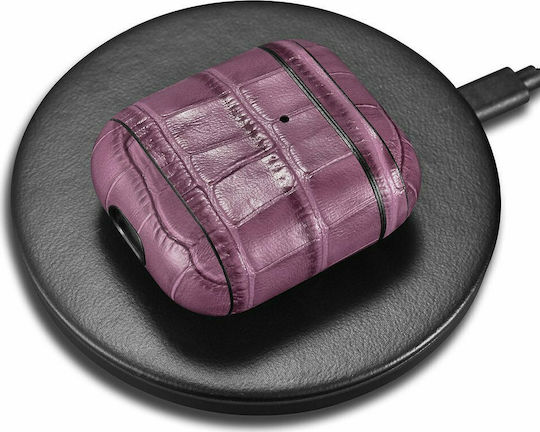 iCarer Bamboo Case Leather Bamboo Purple for Apple AirPods 1 / AirPods 2