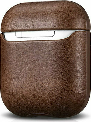 iCarer Crazy Horse Case Leather in Brown color for Apple AirPods 1 / AirPods 2