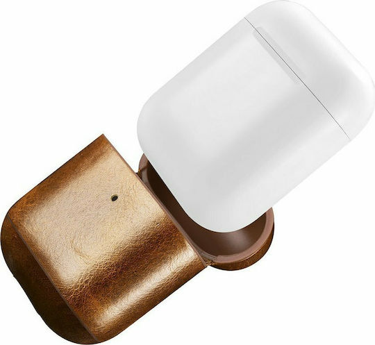 iCarer Oil Wax Case Leather in Brown color for Apple AirPods 1 / AirPods 2