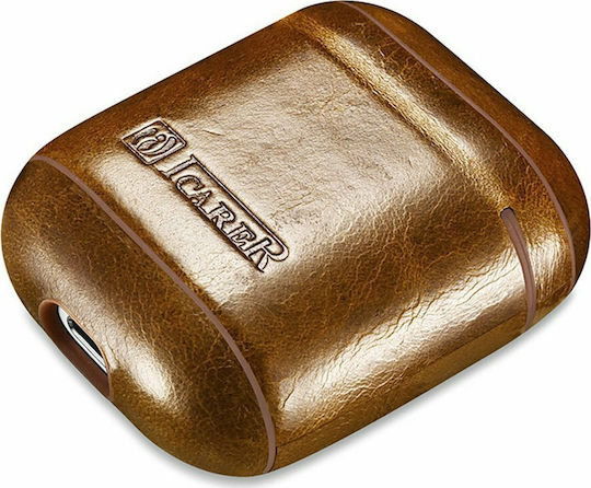 iCarer Oil Wax Case Leather in Brown color for Apple AirPods 1 / AirPods 2