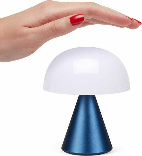 Lexon Mina Metall Tischlampe LED mit Weiß Schirm und Blau Basis