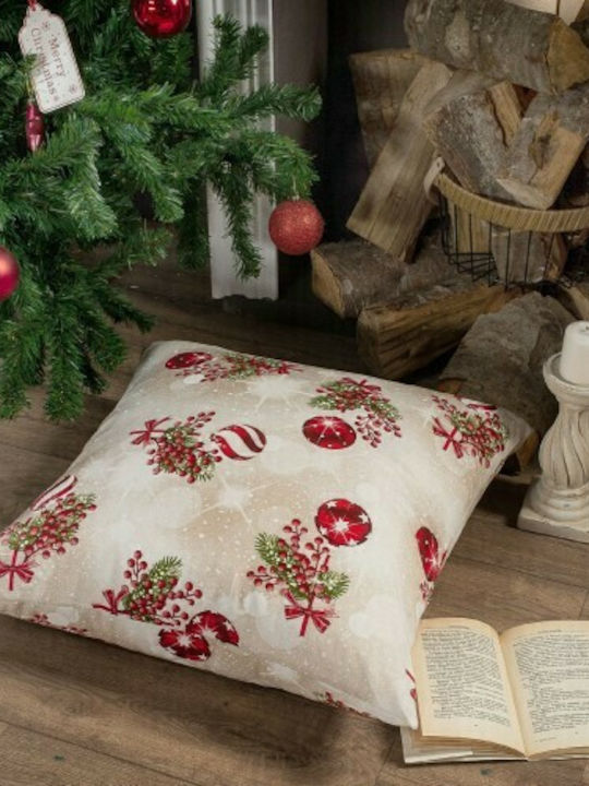 Teoran Christmas Decorative Square Pillowcase Gmunden Beige / Red 45x45pcs