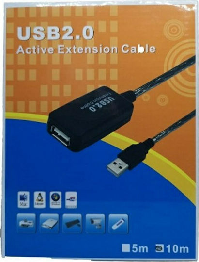 FT Electronics USB 2.0 Cablu USB-A - USB-A female Negru 10m FTT14-040