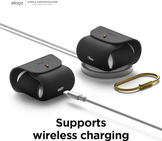 Elago Leather Case with Keychain Black for Apple AirPods 3