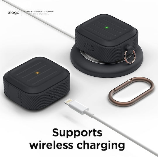 Elago Armor Hang Silicone Case with Keychain Black for Apple AirPods 3