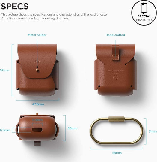 Elago Leather Case with Keychain Brown for Apple AirPods 3