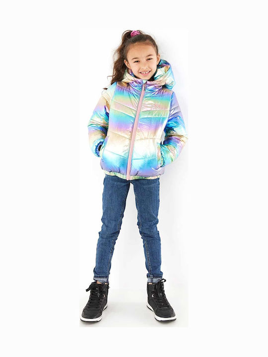 Kids' Casual Jacket Short with Hood Multicolour Hologram
