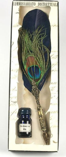 Francesco Rubinato Set Calligraphy Pen with Feather Green