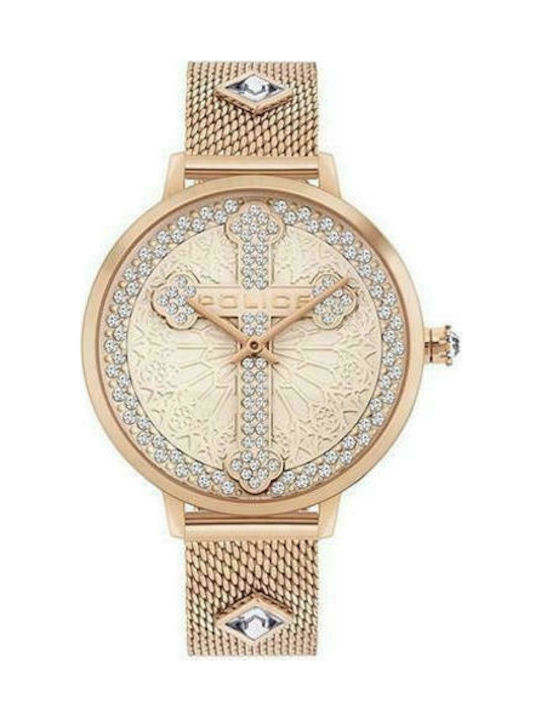 Police Socotra Watch with Pink Gold Metal Bracelet