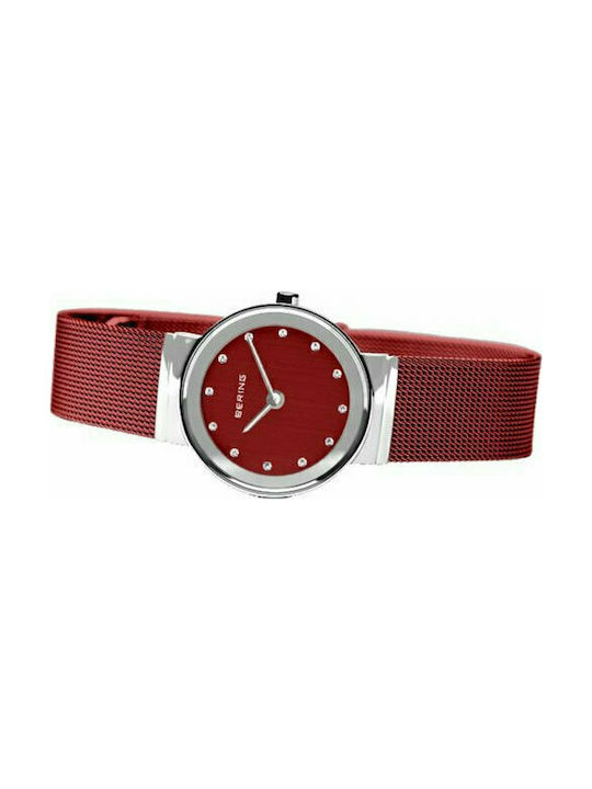 Bering Time Watch with Red Metal Bracelet 10126-303