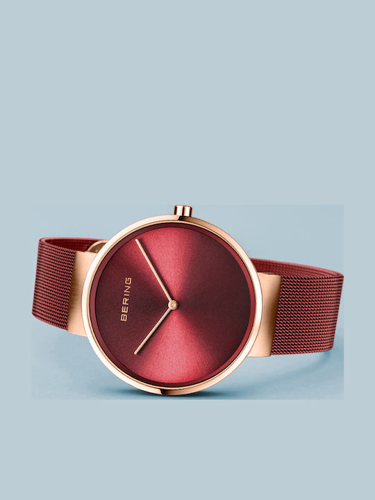 Bering Time Classic Women's Watch with Red Metal Bracelet