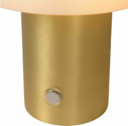 Lucide Lightning Timon Glas Tischlampe für Fassung E14 mit Weiß Schirm und Gold Basis